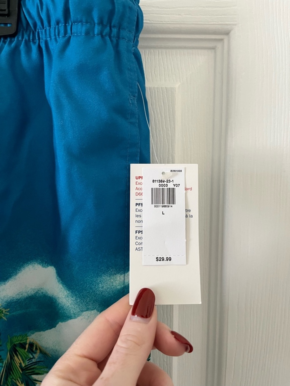 Old Navy Teal Tropical Palm Print Swim Shorts - Picture 6 of 6
